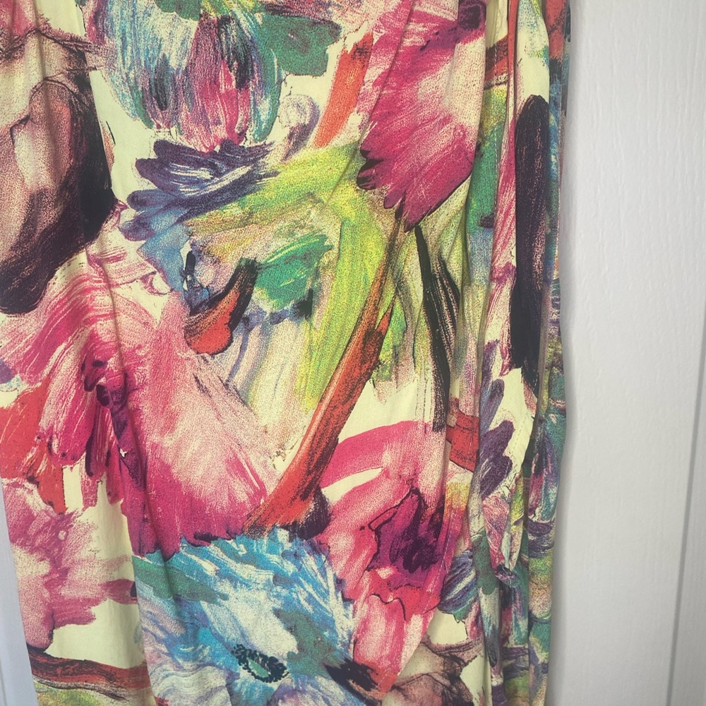 L. Bates Abstract Floral Wrap Skirt Size M Rayon Summer - Picture 7 of 8